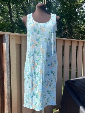 Fresh Produce Marissa Keyhole Back 100% Cotton Sleeveless Dress Size M Tropical
